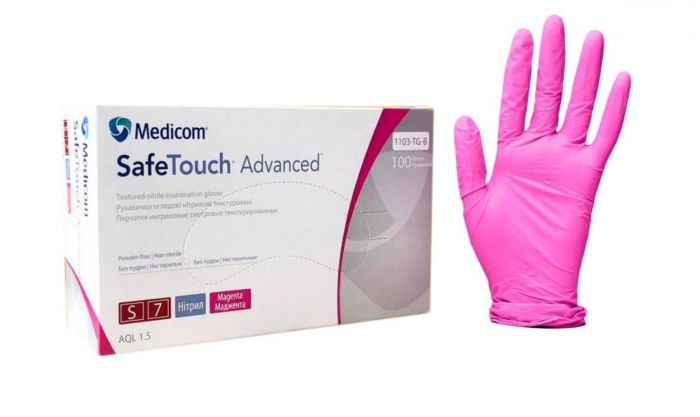 Перчатки Нитриловые Medicom SafeTouch Advanced Magenta Без Пудры Манжента 3.5 г