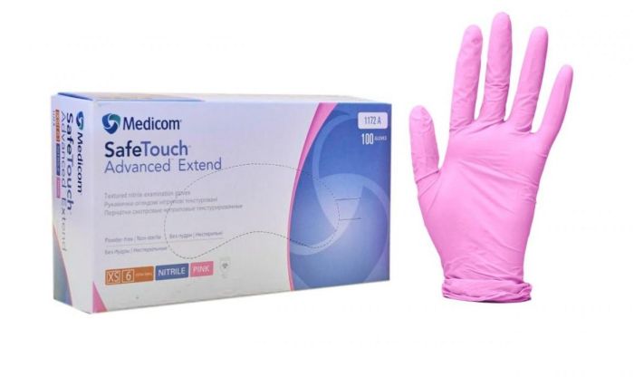 Перчатки Нитриловые Medicom SafeTouch Extend Pink Без Пудры Розовые